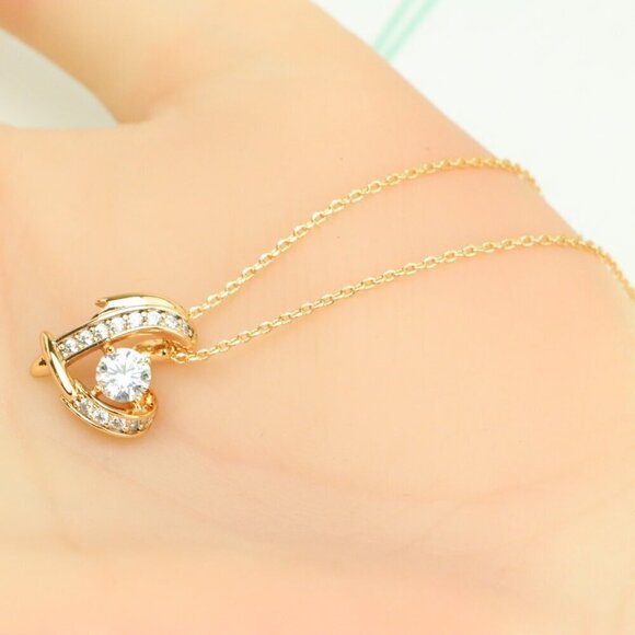 "Rose Gold Heart Pendant Necklace with Sparkling Stone Accents, XPBL0870 - Picture 4 of 13